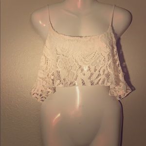 Cream “Vintage Havana” Crocheted half top